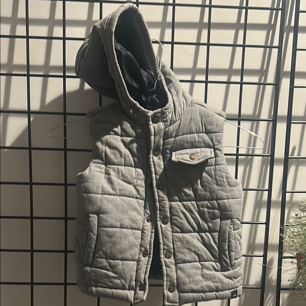 Gray Quilted Hooded Vest